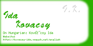 ida kovacsy business card